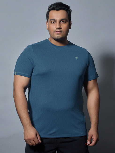 Men Plus Size Solid Slim Fit Crew Neck T-shirt with DOUBLE COOL