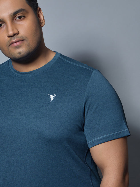 Men Plus Size Solid Slim Fit Crew Neck T-shirt with DOUBLE COOL