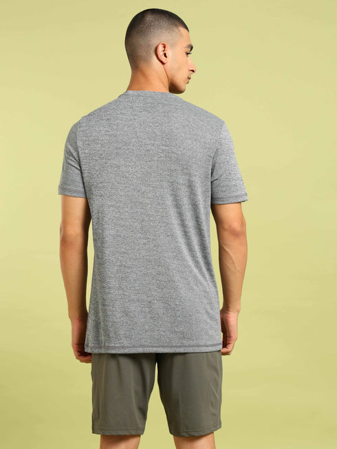 Men Solid Slim Fit Crew Neck T-shirt with DOUBLE COOL