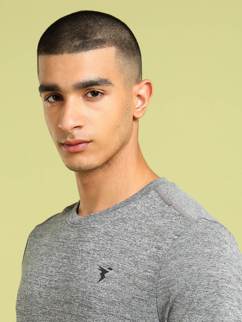 Men Solid Slim Fit Crew Neck T-shirt with DOUBLE COOL