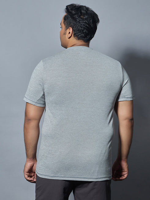 Men Plus Size Solid Slim Fit Crew Neck T-shirt with DOUBLE COOL