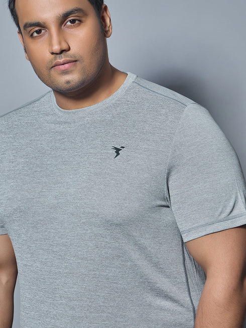 Men Plus Size Solid Slim Fit Crew Neck T-shirt with DOUBLE COOL