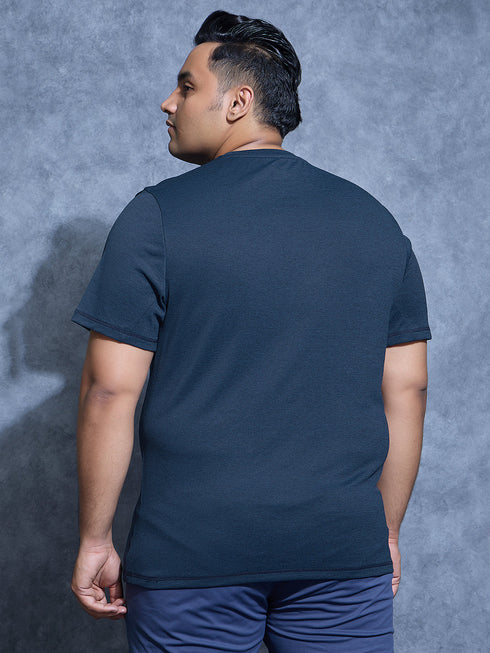 Men Plus Size Solid Slim Fit Crew Neck T-shirt with DOUBLE COOL