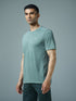 Men Solid Slim Fit Crew Neck T-shirt with DOUBLE COOL