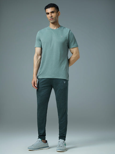Men Solid Slim Fit Crew Neck T-shirt with DOUBLE COOL