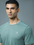 Men Solid Slim Fit Crew Neck T-shirt with DOUBLE COOL
