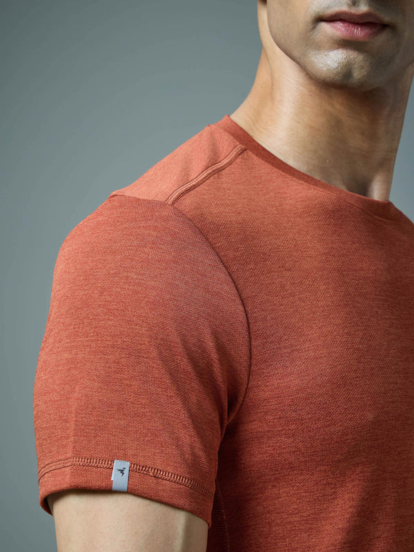 Men Solid Slim Fit Crew Neck T-shirt with DOUBLE COOL