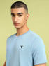 Men Solid Slim Fit Crew Neck T-shirt with DOUBLE COOL