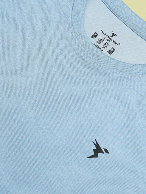 Men Solid Slim Fit Crew Neck T-shirt with DOUBLE COOL