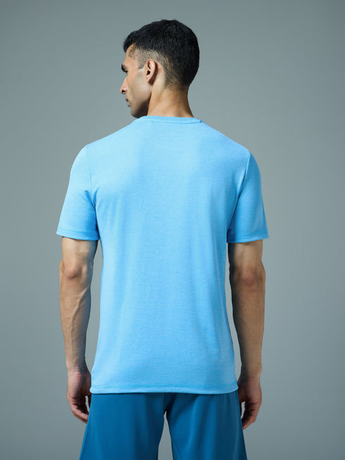 Men Solid Slim Fit Crew Neck T-shirt with DOUBLE COOL