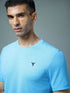 Men Solid Slim Fit Crew Neck T-shirt with DOUBLE COOL