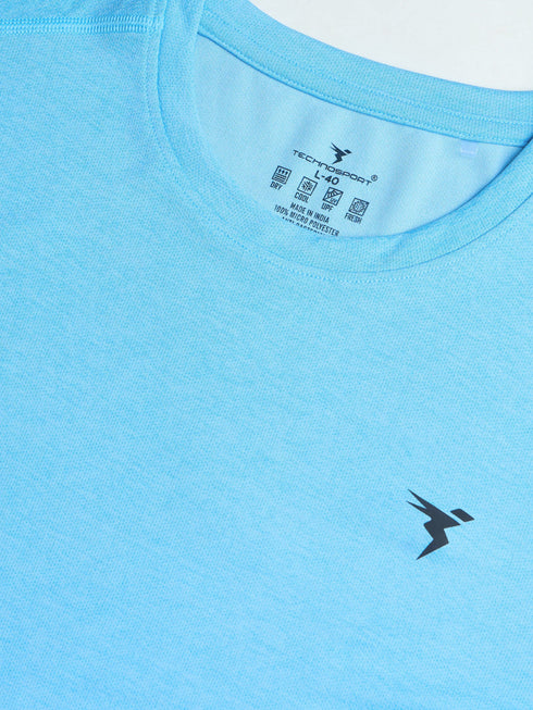 Men Solid Slim Fit Crew Neck T-shirt with DOUBLE COOL
