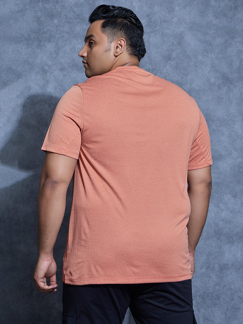 Men Plus Size Solid Slim Fit Crew Neck T-shirt with DOUBLE COOL