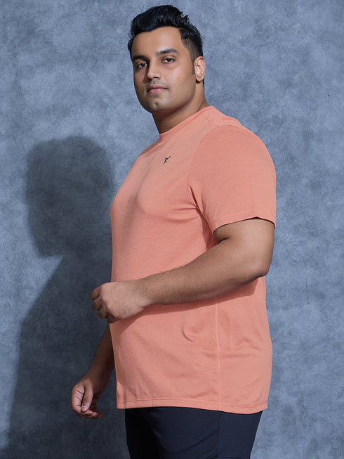 Men Plus Size Solid Slim Fit Crew Neck T-shirt with DOUBLE COOL