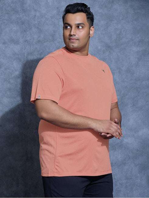 Men Plus Size Solid Slim Fit Crew Neck T-shirt with DOUBLE COOL