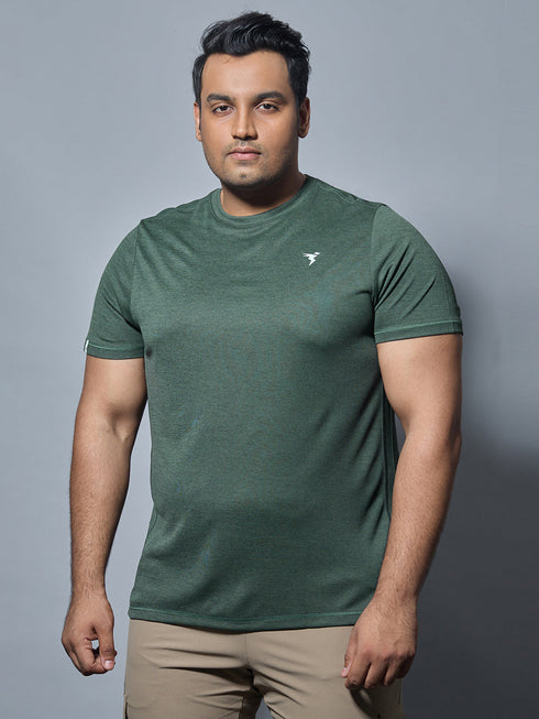 Men Plus Size Solid Slim Fit Crew Neck T-shirt with DOUBLE COOL