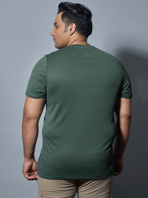 Men Plus Size Solid Slim Fit Crew Neck T-shirt with DOUBLE COOL