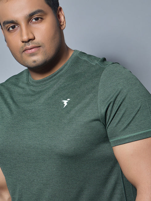 Men Plus Size Solid Slim Fit Crew Neck T-shirt with DOUBLE COOL