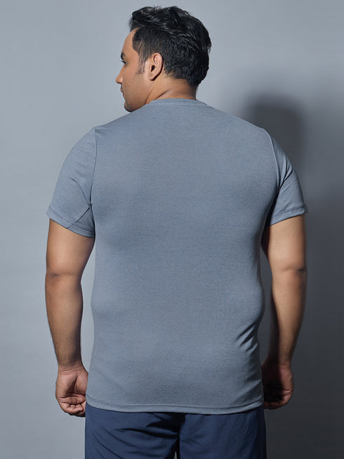 Men Plus Size Solid Slim Fit Crew Neck T-shirt with DOUBLE COOL