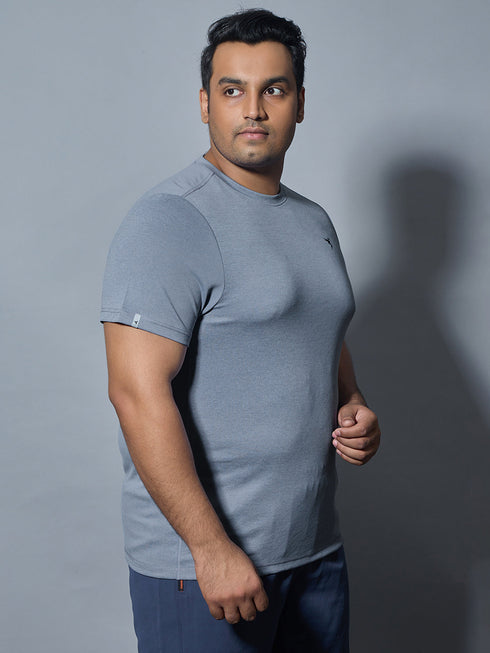 Men Plus Size Solid Slim Fit Crew Neck T-shirt with DOUBLE COOL