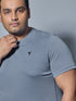 Men Plus Size Solid Slim Fit Crew Neck T-shirt with DOUBLE COOL