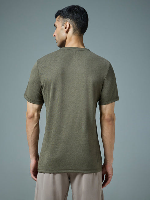 Men Solid Slim Fit Crew Neck T-shirt with DOUBLE COOL