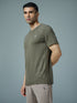 Men Solid Slim Fit Crew Neck T-shirt with DOUBLE COOL