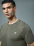 Men Solid Slim Fit Crew Neck T-shirt with DOUBLE COOL