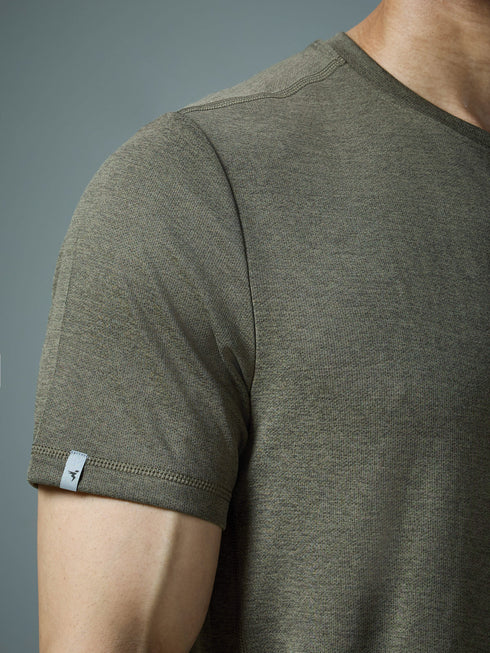Men Solid Slim Fit Crew Neck T-shirt with DOUBLE COOL