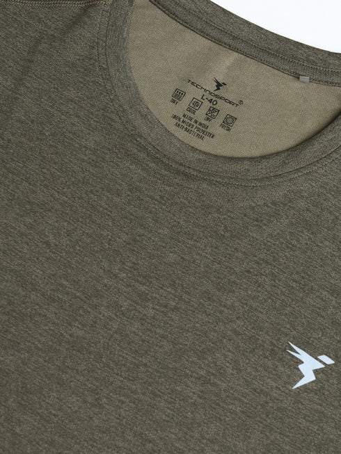 Men Solid Slim Fit Crew Neck T-shirt with DOUBLE COOL
