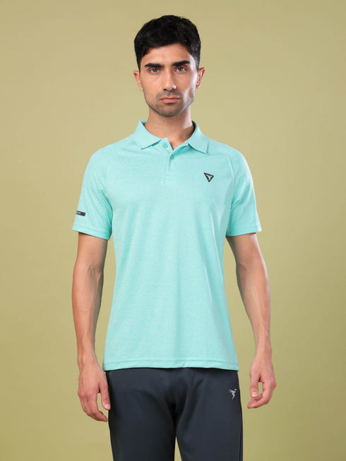 Men Melange Slim Fit Polo T-shirt with DOUBLE COOL