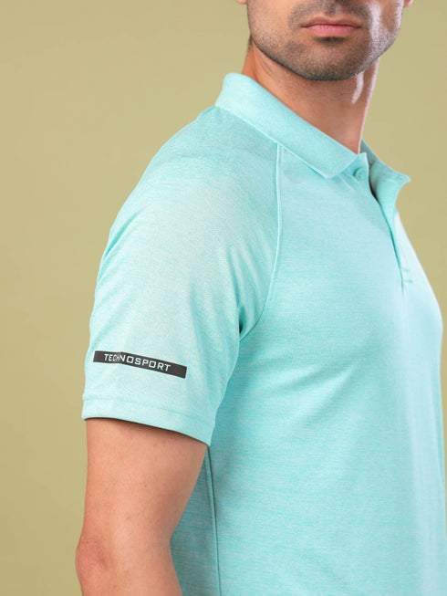 Men Melange Slim Fit Polo T-shirt with DOUBLE COOL