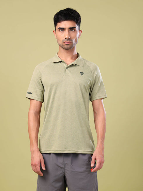 Men Melange Slim Fit Polo T-shirt with DOUBLE COOL
