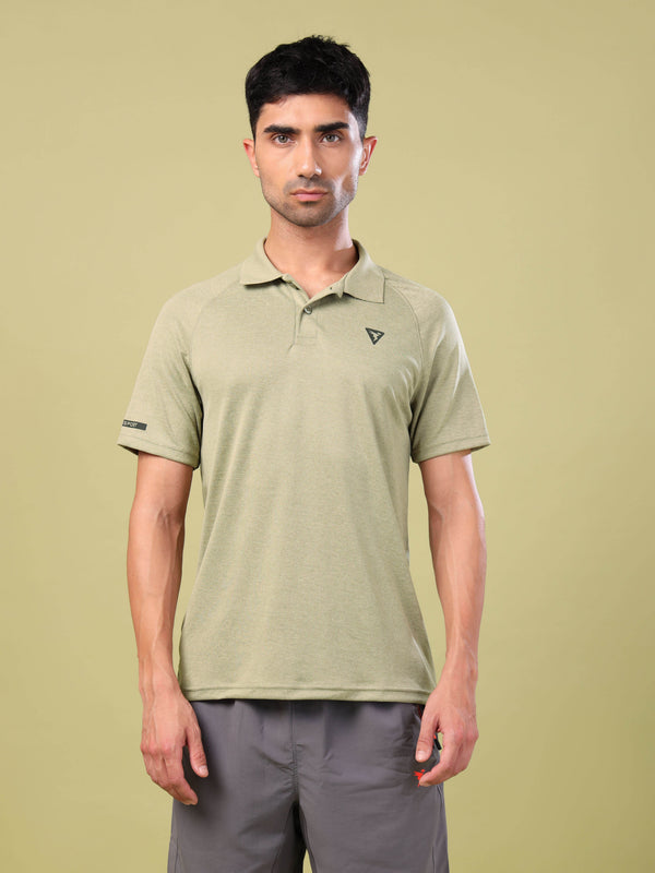 Men Melange Slim Fit Polo T-shirt with DOUBLE COOL