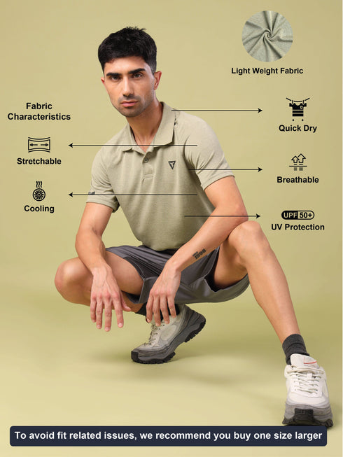 Men Melange Slim Fit Polo T-shirt with DOUBLE COOL