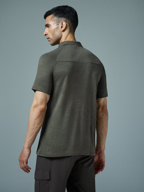 Men Melange Slim Fit Polo T-shirt with DOUBLE COOL
