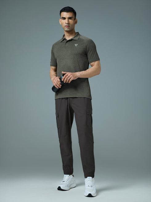 Men Melange Slim Fit Polo T-shirt with DOUBLE COOL