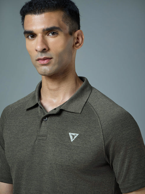 Men Melange Slim Fit Polo T-shirt with DOUBLE COOL