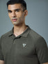 Men Melange Slim Fit Polo T-shirt with DOUBLE COOL