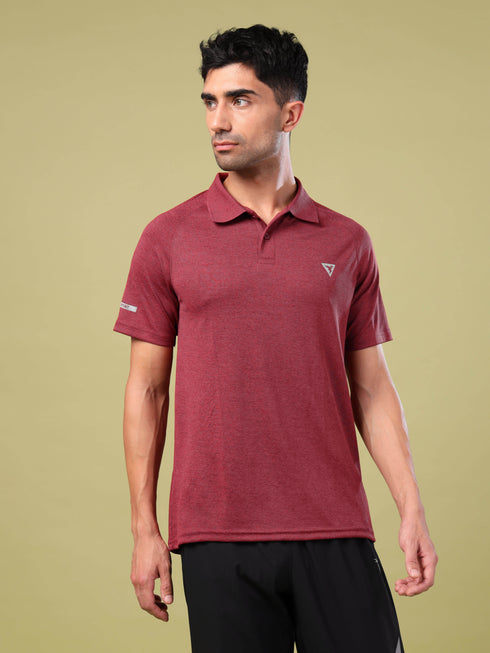 Men Melange Slim Fit Polo T-shirt with DOUBLE COOL
