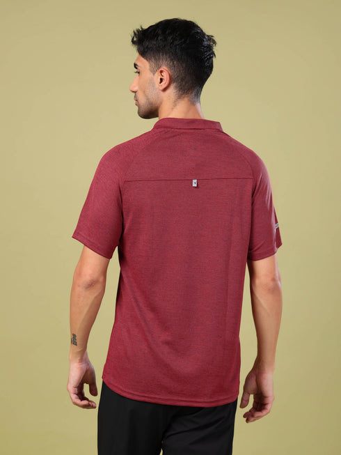 Men Melange Slim Fit Polo T-shirt with DOUBLE COOL