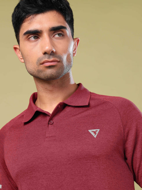 Men Melange Slim Fit Polo T-shirt with DOUBLE COOL