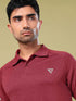 Men Melange Slim Fit Polo T-shirt with DOUBLE COOL