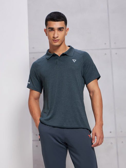 Men Melange Slim Fit Polo T-shirt with DOUBLE COOL