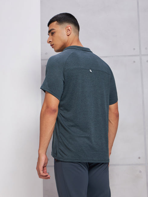 Men Melange Slim Fit Polo T-shirt with DOUBLE COOL