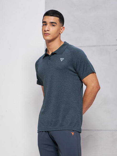 Men Melange Slim Fit Polo T-shirt with DOUBLE COOL