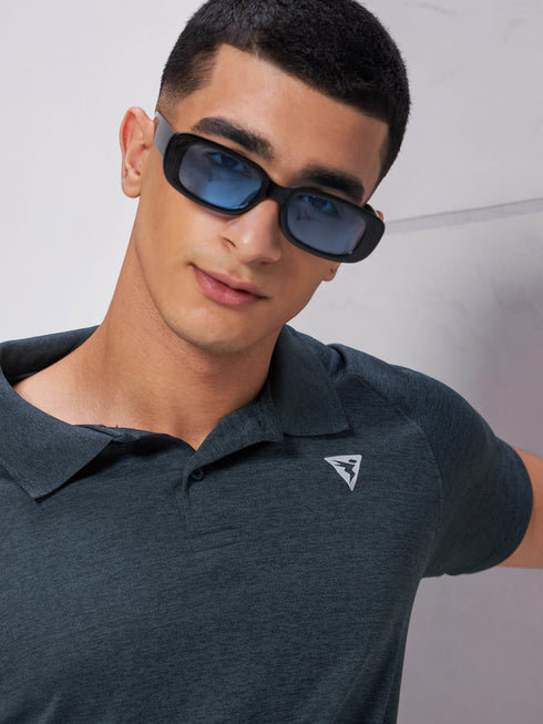 Men Melange Slim Fit Polo T-shirt with DOUBLE COOL