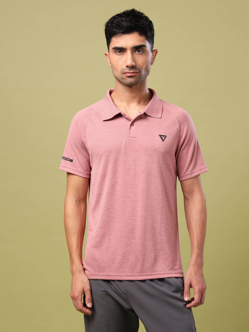 Men Melange Slim Fit Polo T-shirt with DOUBLE COOL