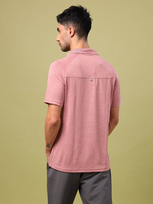 Men Melange Slim Fit Polo T-shirt with DOUBLE COOL
