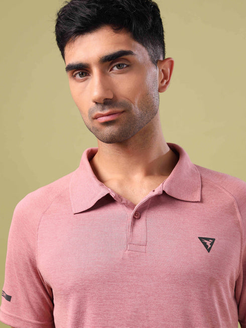 Men Melange Slim Fit Polo T-shirt with DOUBLE COOL